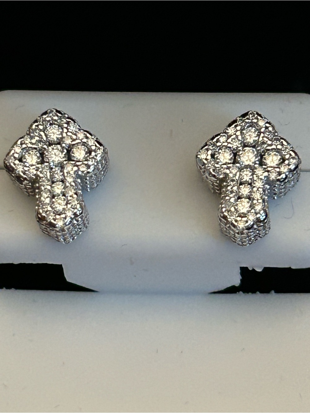 2.00CT Pave Moissanite Gemstone 💎 Cross 3-D Stud Earrings Screw Backs 925 Silver